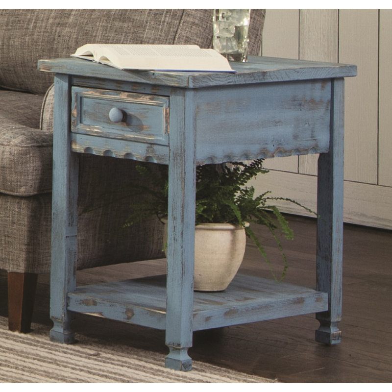 Brigid End Table with Storage, Blue