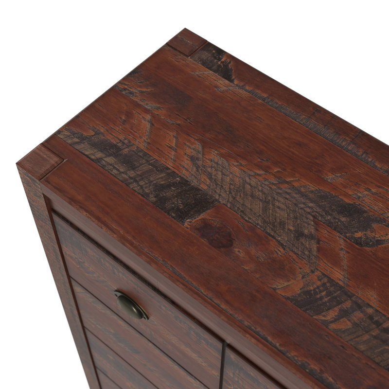 Commode 5 tiroirs Hibir, Noyer rustique