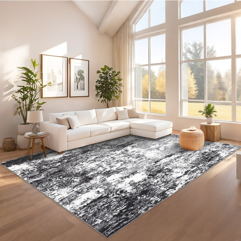 Tapis d'intérieur moderne, lavable à la machine, résistant aux taches et facile à nettoyer avec revêtement antidérapant