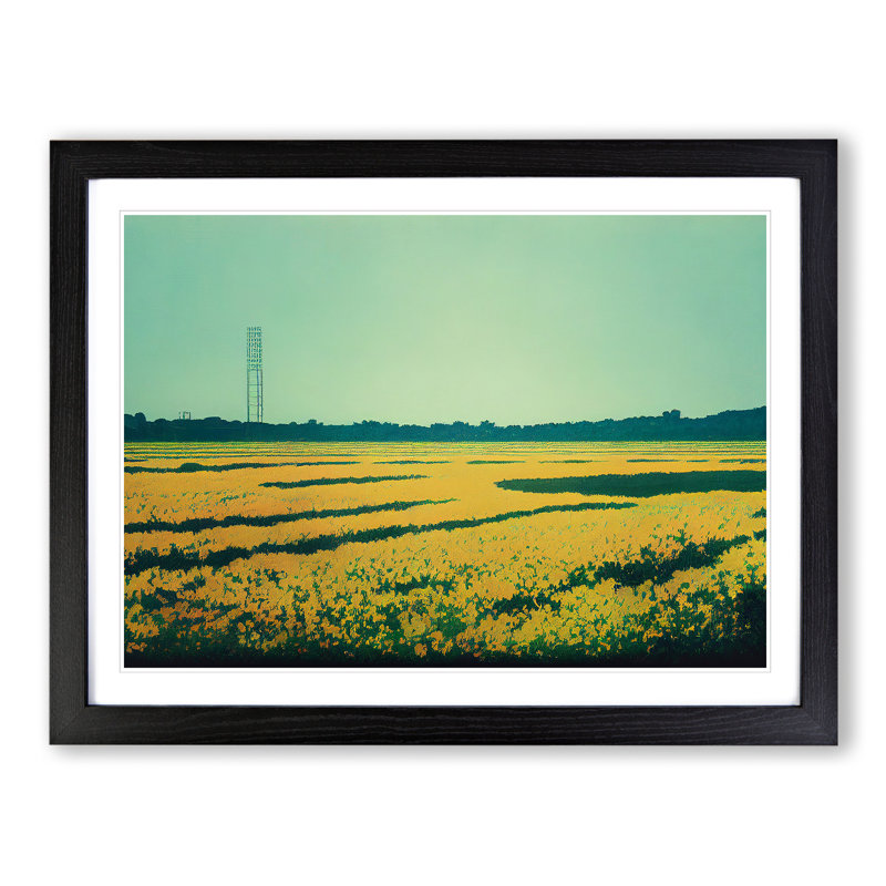 Serene Bluebell Field - Single Picture Frame Painting, Black , 46cm H x 64cm W x 2cm D
