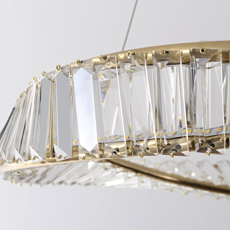 Lustre annulaire à DEL à intensité variable de 23,6 po avec accents en cristal Gentri