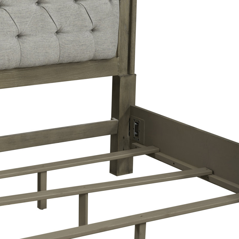 Ensemble de chambre à coucher grand lit, commode et miroir Colchester - brun, Brun, 4 Pcs: Bed, Dresser, Mirror, Slats, Queen