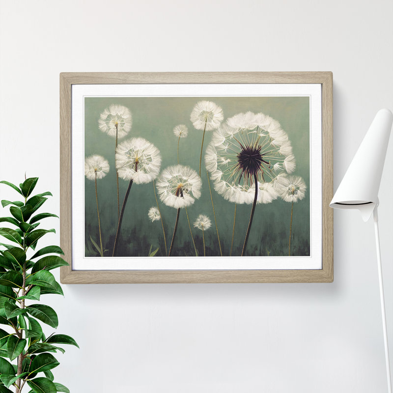 Entrancing Dandelion Flowers - Framed Print, 25cm H x 34cm W x 2cm D, Oak