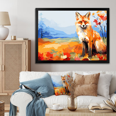 Orange orange, feuille, aventure III - art mural renard