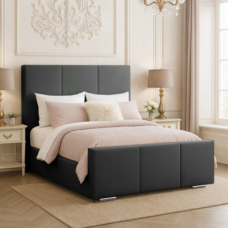 Andreq Upholstered Bed, Double (4'6), Asphalt