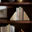 Elegant Travertine Stone Triangle Bookends, Tan Color, Perfect for Home Decor and Organization, Set