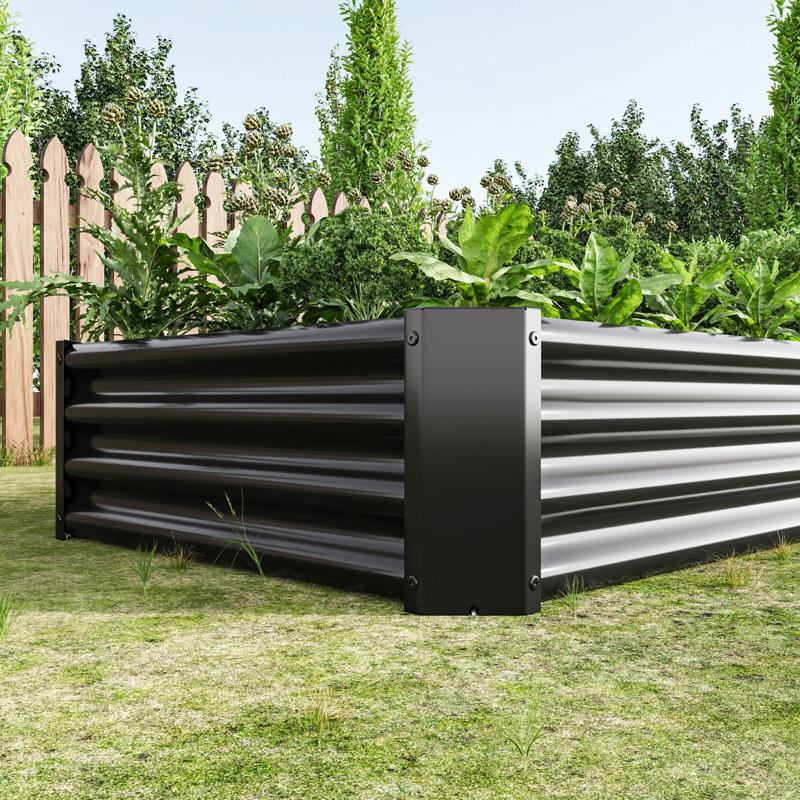 Raised Garden Bed Outdoor, 6×3×1Ft , Metal Raised  Rectangle Planter Beds For Plants, Vegetables, And Flowers, Black, 1