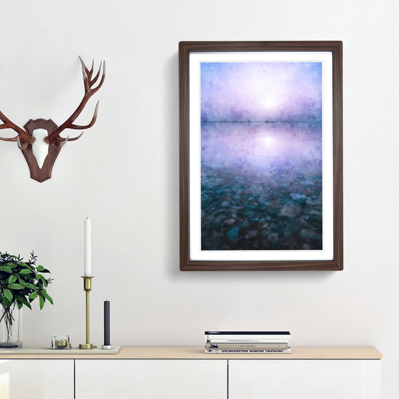 Pebble Beach - Single Picture Frame Painting on MDF, 45cm H x 33cm W x 2cm D, Walnut Framed