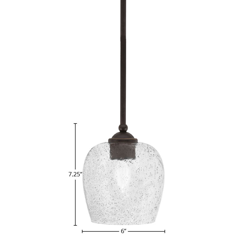 Mini-luminaire suspendu suspendu Zilo, fini granit foncé avec verre de 6 po, Granit foncé
