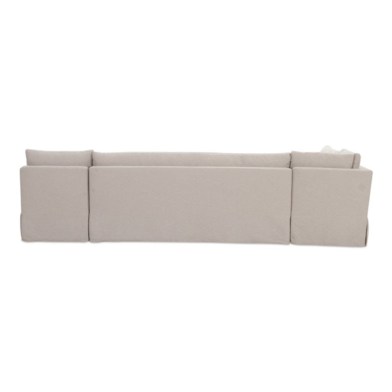 Fable Slipcover Dining Banquette U-Shape Beige 121In, L-Shape, 31.75" H x 125.5" W x 67.5" D