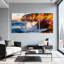 Ensemble de 3 impressions sur toile, "Scenic & Cityscapes Ocean Waves Crash Against Colorful Cliff"-1281864992