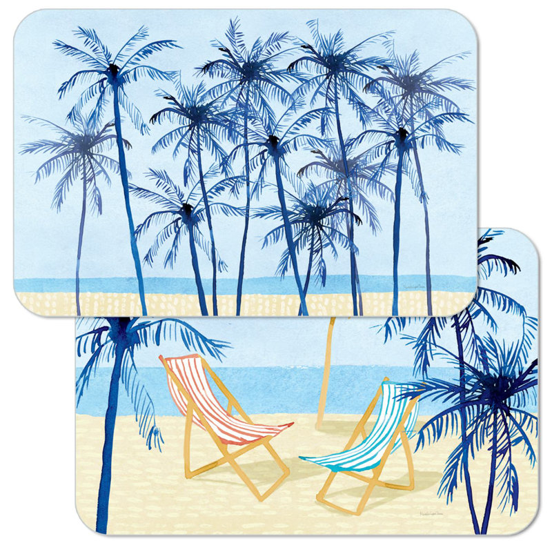 CounterArt Laguna Palms Reversible Rectangular Plastic Placemats