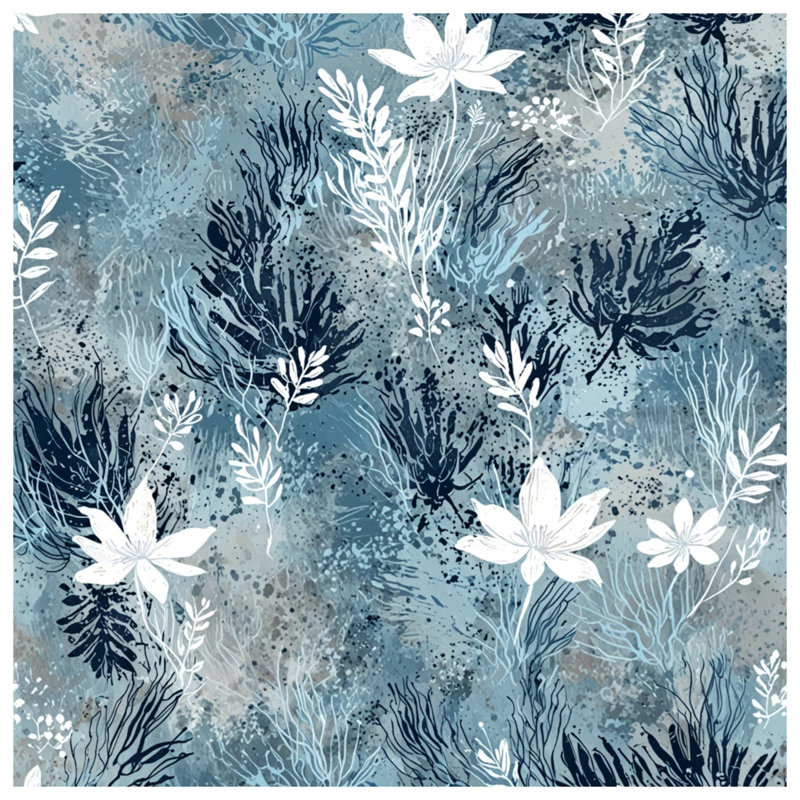 Édredon bleu à motif floral, Simple extra long