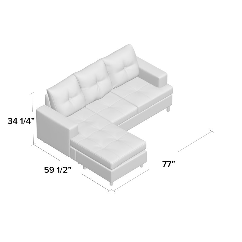 Brethren Upholstered L-Shaped Sectional Reversible, Blue