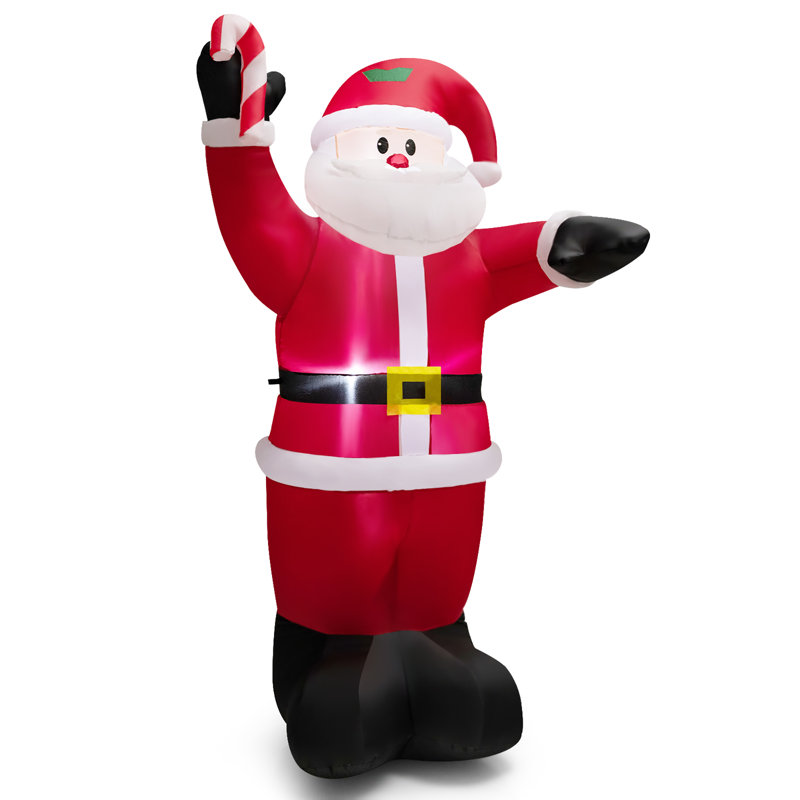 Père Noël tenant une sucette béquille gonflable Noël