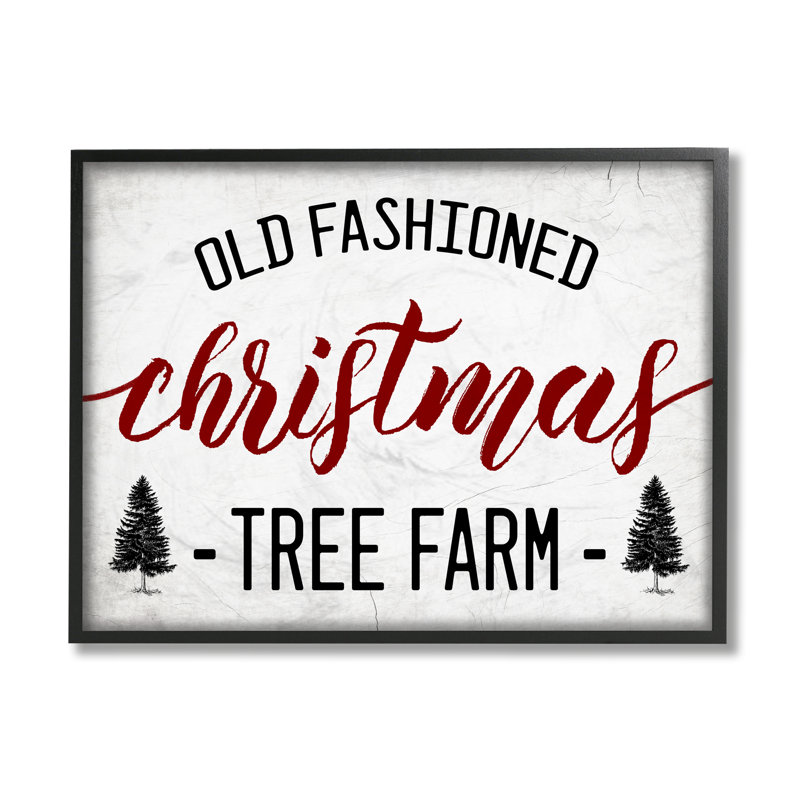 " Red Christmas Rustic Tree Farm Sign " by Daphne Polselli, 20" H x 16" W x 1.5" D, Wrapped Canvas