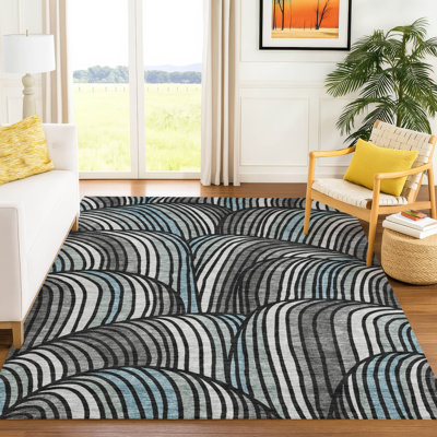 Tapis mid-century moderne lavable à la machine intérieur / extérieur Chantille ACN2546