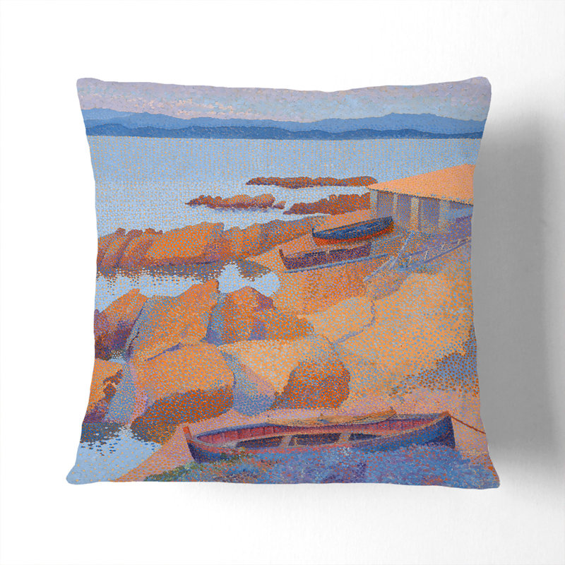 Coast Near Antibes Square Throw Cushion, 55cm H x 55cm W x 20cm D, White