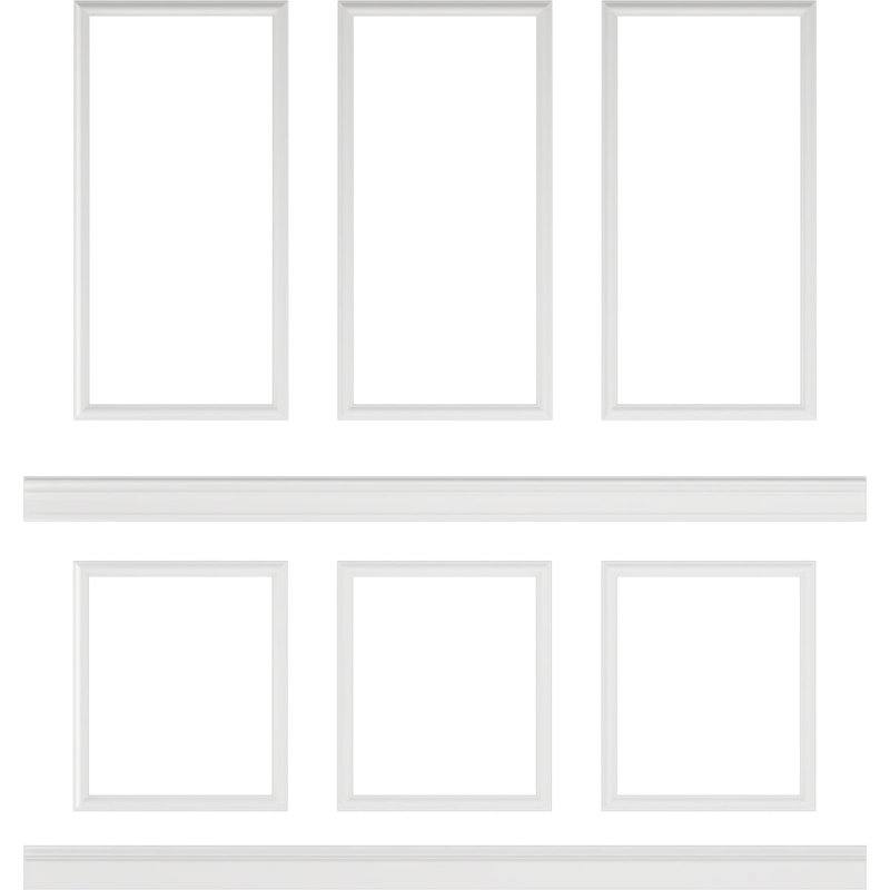 94 1/2"L (Adjustable 108"H to 132"H) Ashford Square Panel Stacked Wall Wainscot Paneling Kit