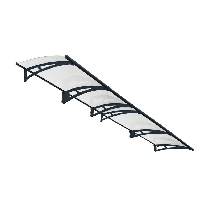Palram - Canopia Aquila 14 ft. W x 3 ft. D Acrylic Galvanized Steel Convex Door Awning Solar Gray/Clear, Clear
