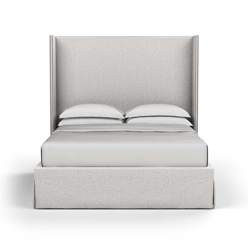 Kaiser Upholstered Wingback Bed, Twin, Plush Velvet Silver Streak