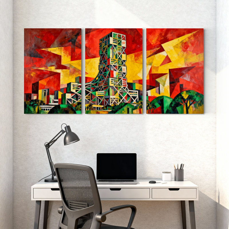 Ensemble de 3 reproductions d'art sur toile avec villes et pays, H 30 po x l 60 po