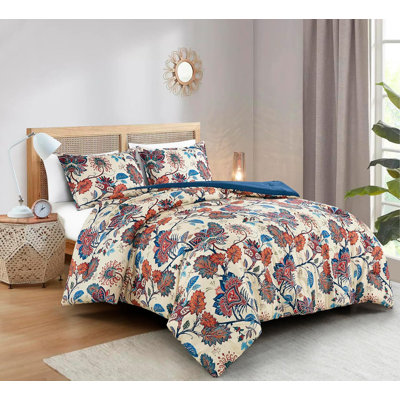 Azura Floral Printed Microfiber Comforter Set