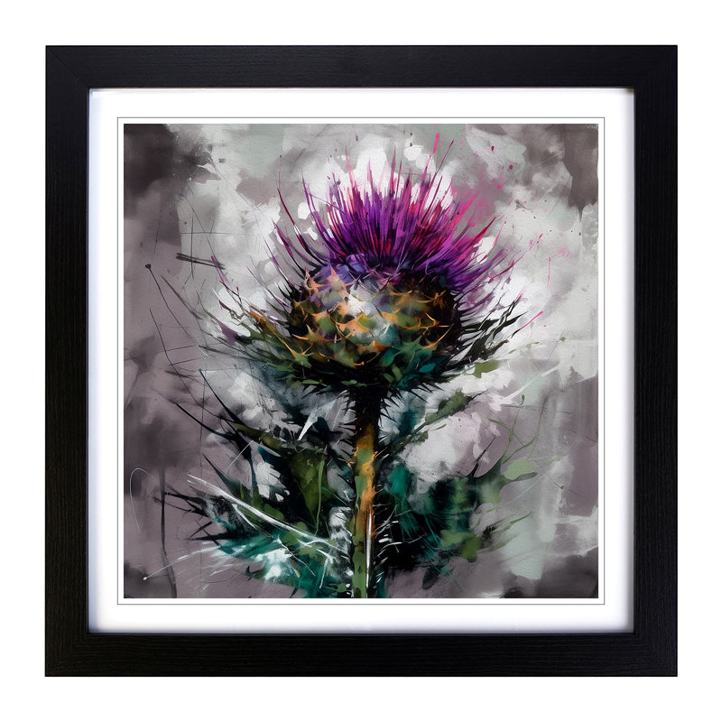 Thistle Gestural Art No.2 - Framed Print, Black