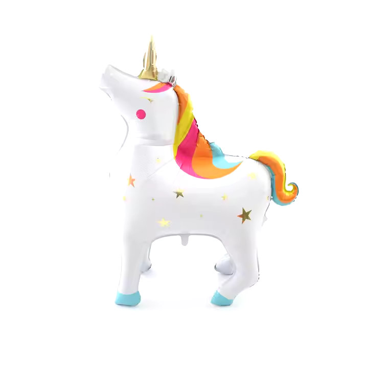  Décoration licorne debout en forme de licorne F07M1-6, Blanc / orange