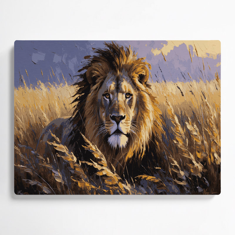 «Big Cats Grass Lion», art mural en métal, H 20 po x l 24 po