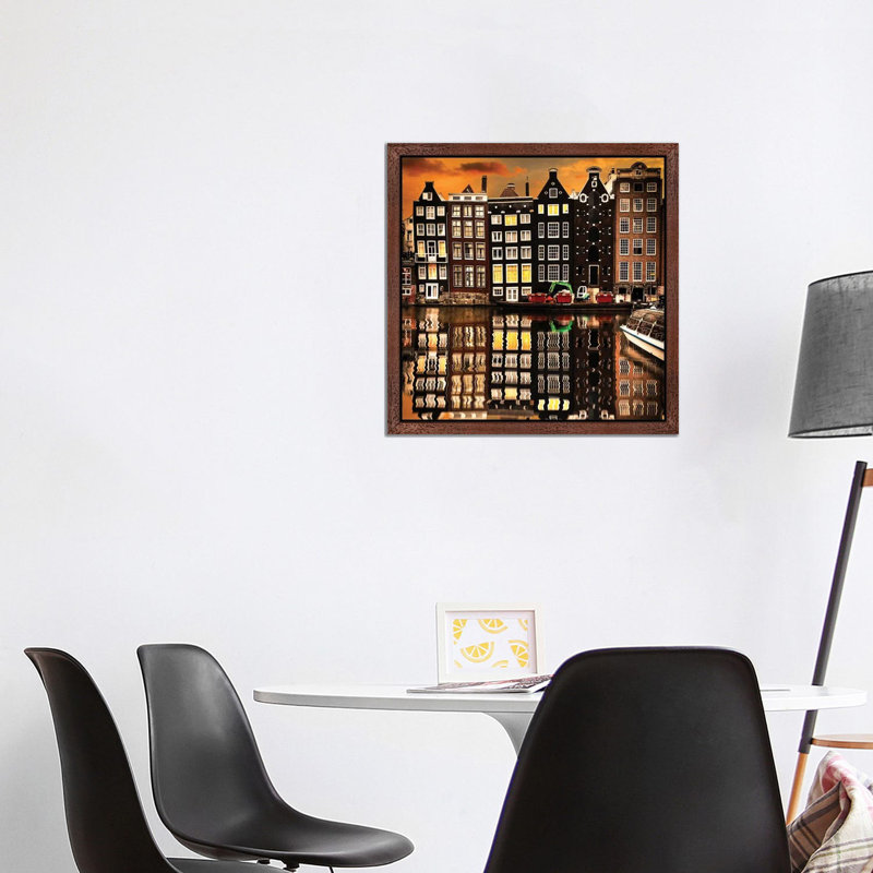 Amsterdam II by Enzo Romano - Print on Canvas, 66.04 cm H x 66.04 cm W, Brown Framed