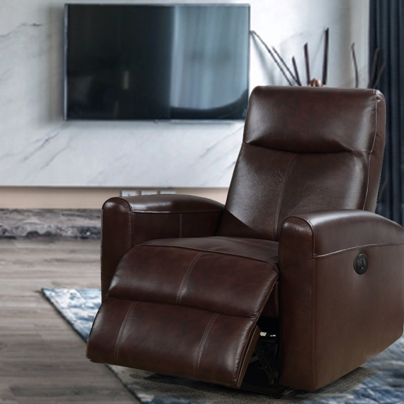 Fauteuil inclinable électrique en cuir pour le salon, noir, Brun