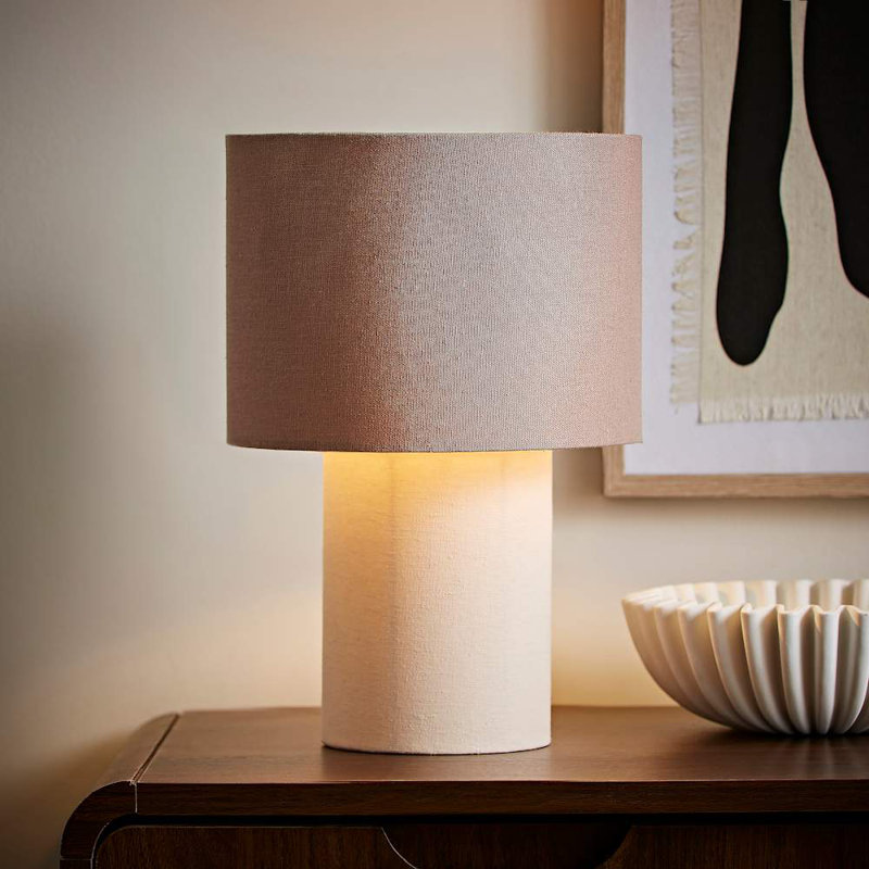 Dereke Fabric Table Lamp, Brown, Tan