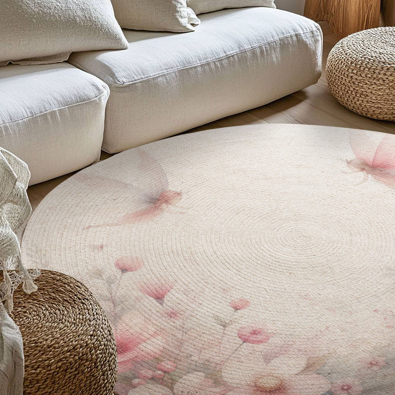 Tapis tressé Mystical Flowers, Rond 5 pi