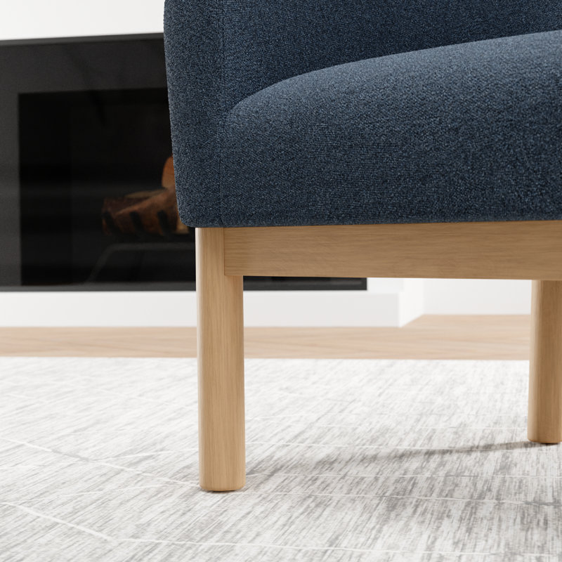 Upholstered Barrel Chair, Heather Blue Polyester