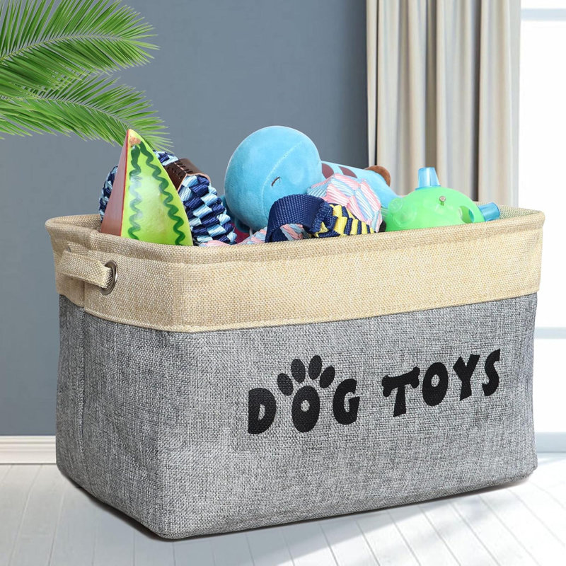 Dog Toy Basket, Collapsible Dog Toy Bin Box With Comfortable Handles, Large Dog Toy Storage Organizer For Dog Accessories, Pet Toys, Dog Coat & Clothing
