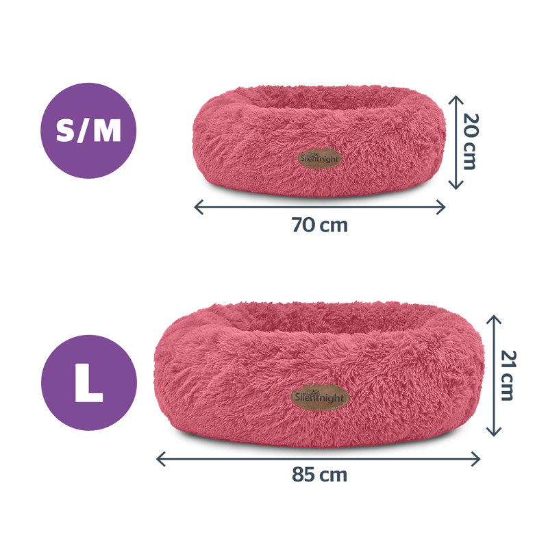 Silentnight Calming Plush Donut Pet Bed, L 21cm H x 85cm W x 85cm D, Grey