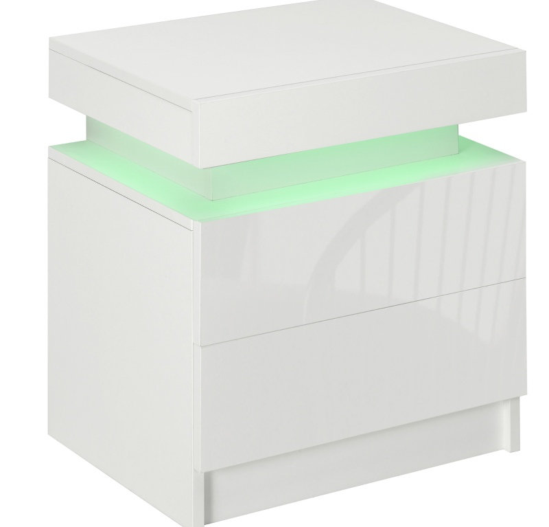45 cm W Bedside Table, White