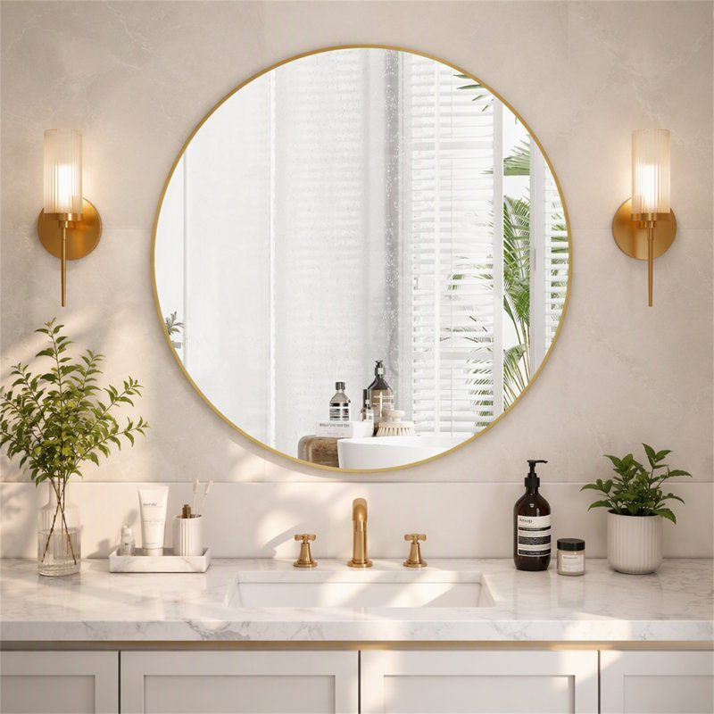 Miroir mural Miroir de salle de bain, H 1 po x l 41,73 po, Doré