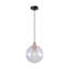 Resheda 1 - Light Sphere Globe Pendant with Metal Accents-Modern Glass Pendant Light – Crystal Ball Chandelier with Creative Design, Height Adjustable Hanging Lamp for Living Room, Black Indoor Luminaire-776458819
