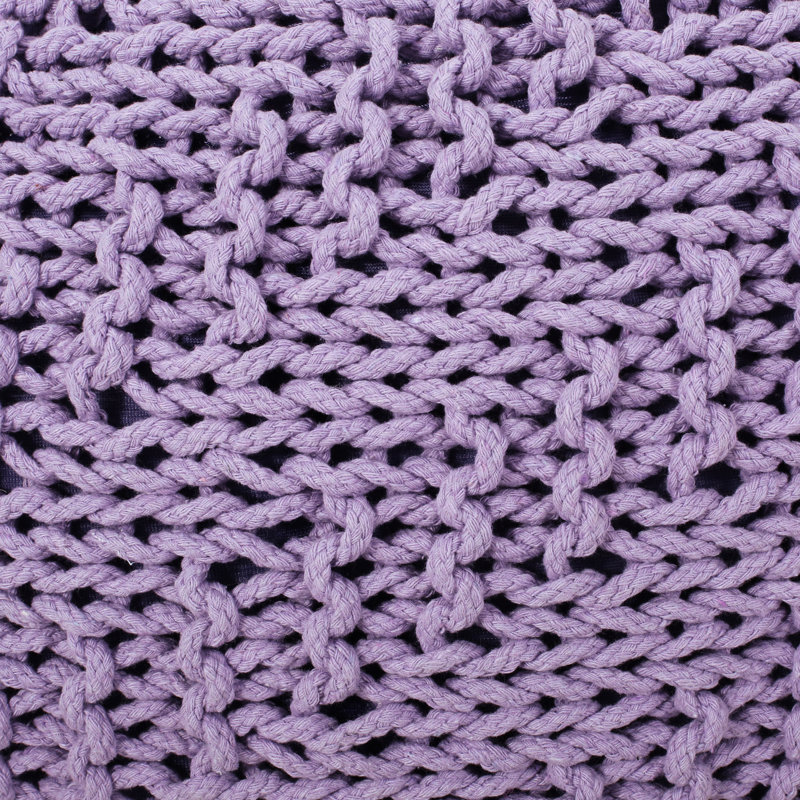 Pouf tricoté en coton lavande vibrant - ou coussin de sol 200Lbs