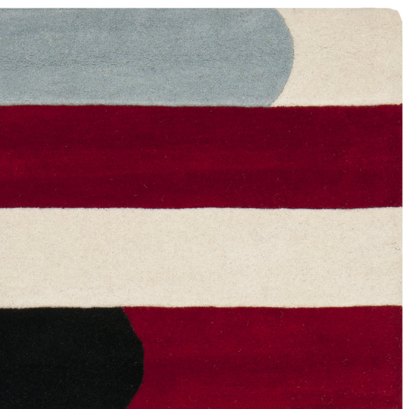 Candelo Hand Tufted Wool And Viscose Striped Rug, Square 6'