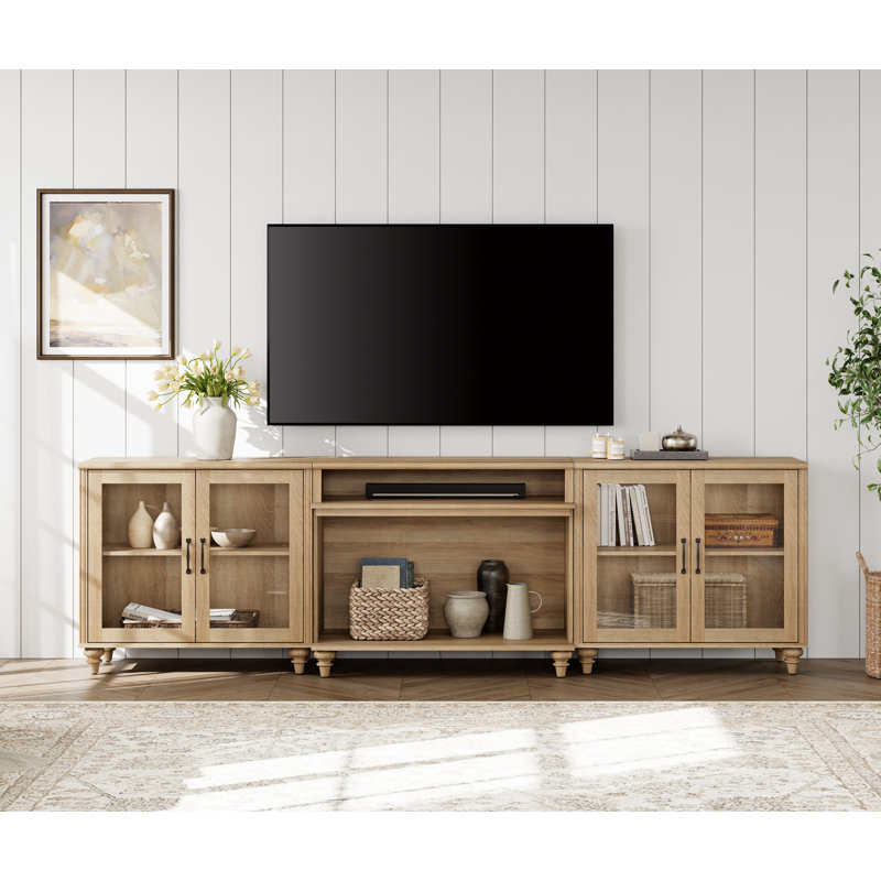 Ayberk 4-Door Entertainment Center for TVs up to 85", Oak Wood