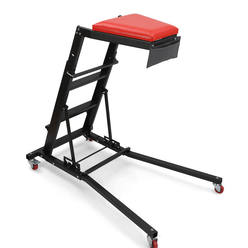 Heavy Duty Collapsible Mechanic Creeper Seat for Automotive Repair, 400 LBS Capacity, Adjustable Height, Padded Deck,4 Swivel Caster Wheels - Ideal for Car, Truck, RV Garage and Workshop