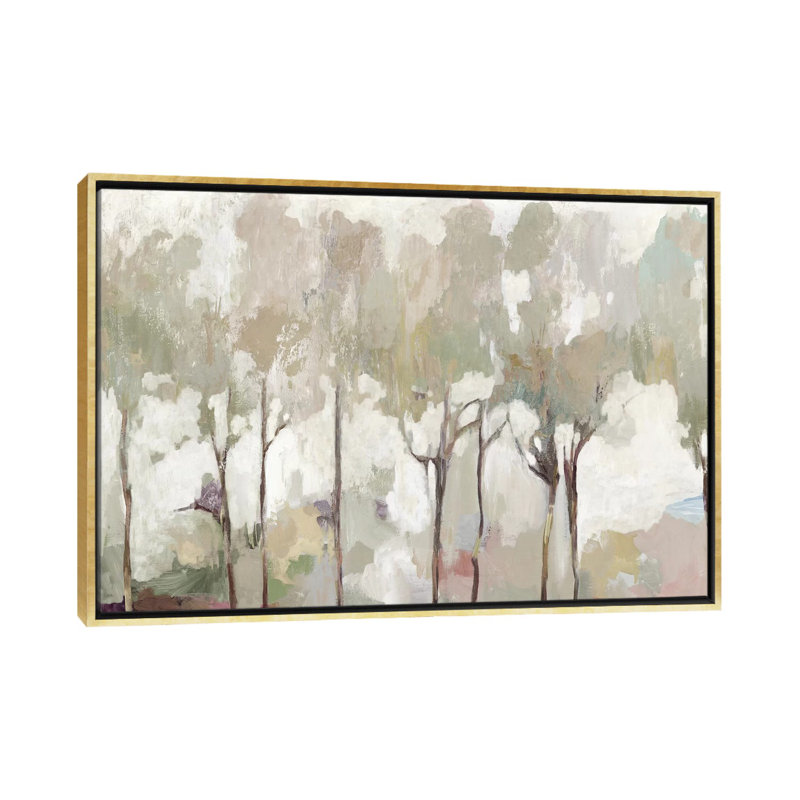 "Soft pastel Forest" par Allison Pearce, reproduction d’art, Pas de tapis, H 40 po x l 60 po x 1,5 po, Toile encadrée d'or