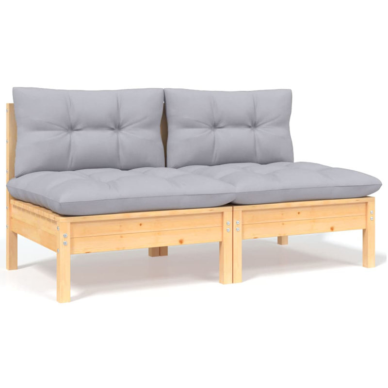 Dougray 50'' Wide Patio Sofa with Cushions, Gray, Natural