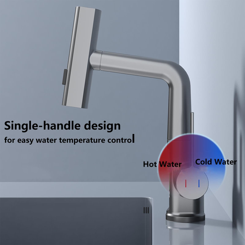 Single-Hole Bathroom Faucet, Gray