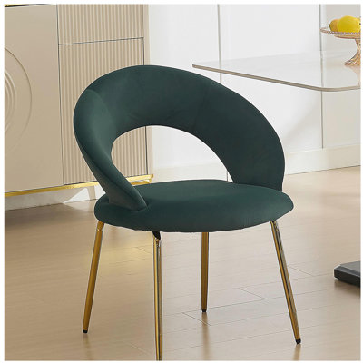 Chaise de salle à manger 1 pièce en tissu Teddy, avec dossier incurvé et pieds en métal doré, convient à la cuisine ou à la salle à manger