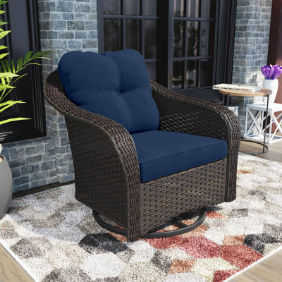 Outdoor Wilguy Rocking Wicker/Rattan Chair with Cushions by Red Barrel Studio