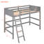 Lit mezzanine en bois massif avec lit simple, gris - Design élégant et moderne-421229009